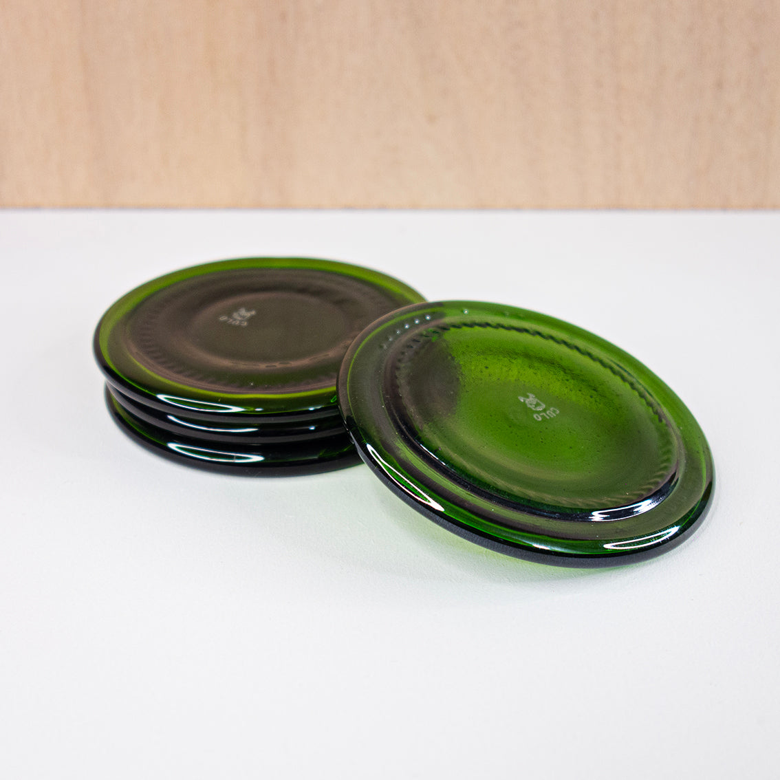 Upcycled coasters - Bottle green (set of 4)