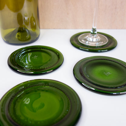 Upcycled coasters - Bottle green (set of 4)